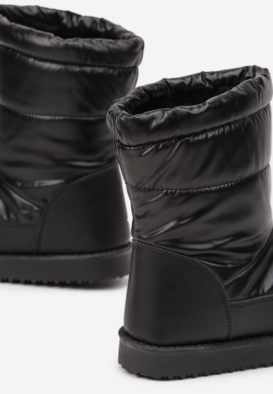 Czarne Płaskie Śniegowce z Pikowaną Cholewką Kariti 6