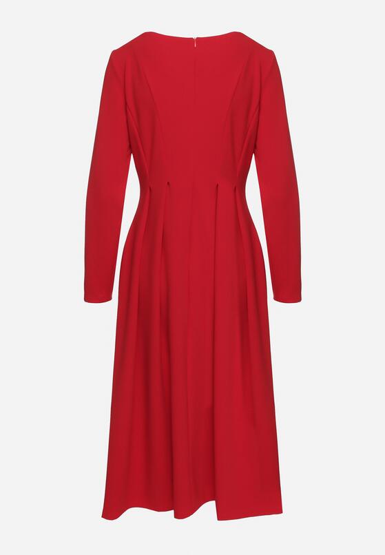 Czerwona Elegancka Sukienka Rozkloszowana Temarielis 7