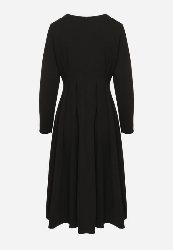 Czarna Elegancka Sukienka Rozkloszowana Temarielis 7