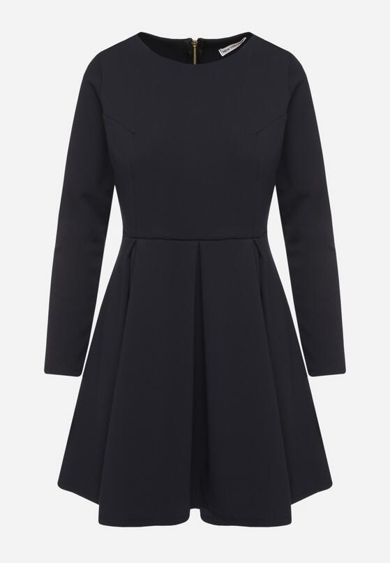 Granatowa Elegancka Sukienka o Rozkloszowanym Kroju Temitonia 6