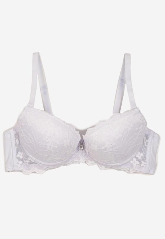 Biały Biustonosz Push Up Ozdobiony Koronką Temavessa 5
