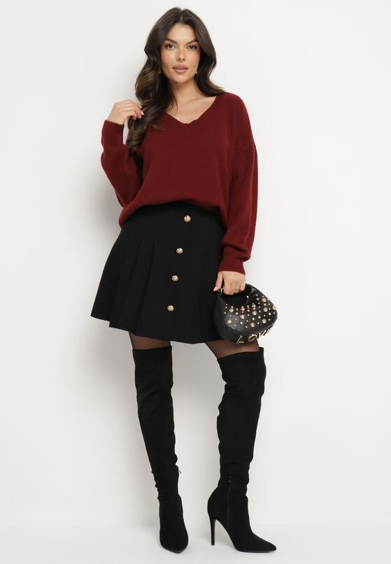 Bordowy Sweter z Bawełną Oversize Yorate 2