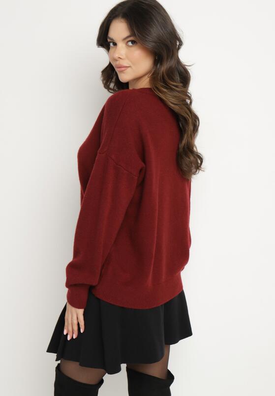 Bordowy Sweter z Bawełną Oversize Yorate 3
