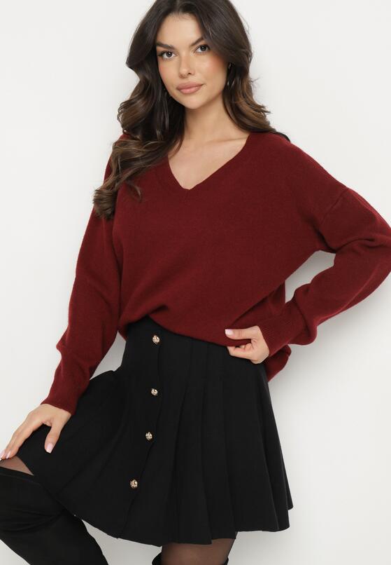 Bordowy Sweter z Bawełną Oversize Yorate 4