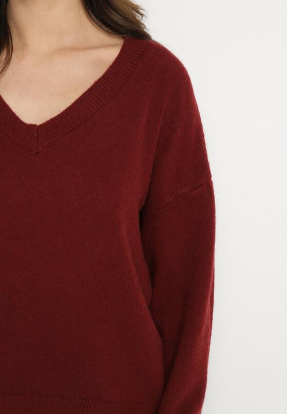 Bordowy Sweter z Bawełną Oversize Yorate 5