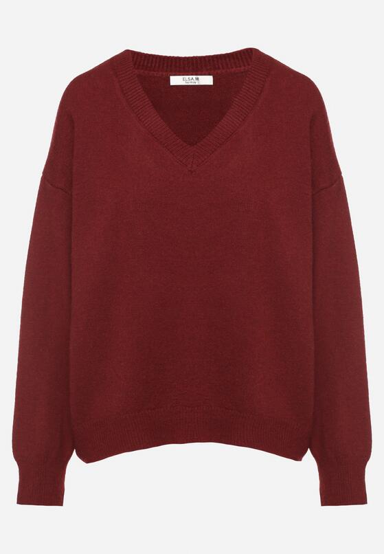 Bordowy Sweter z Bawełną Oversize Yorate 6