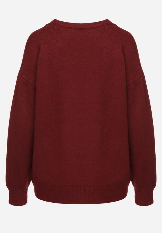 Bordowy Sweter z Bawełną Oversize Yorate 7