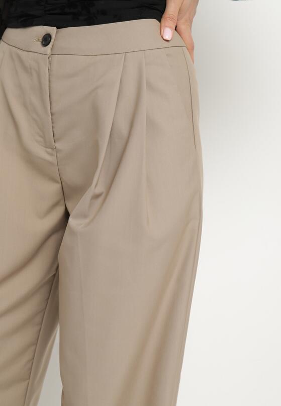 Beżowe Szerokie Spodnie Garniturowe High Waist Nalinas 5