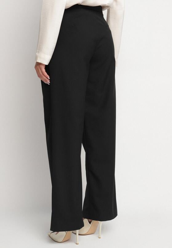 Czarne Szerokie Spodnie Garniturowe High Waist Nalinas 3