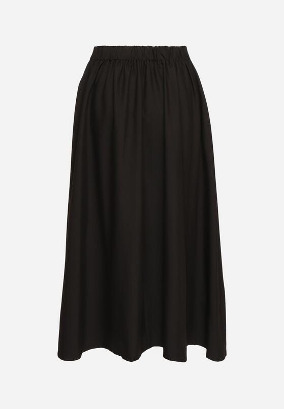 Czarna Rozkloszowana Spódnica z Wiskozą Jenneva 7