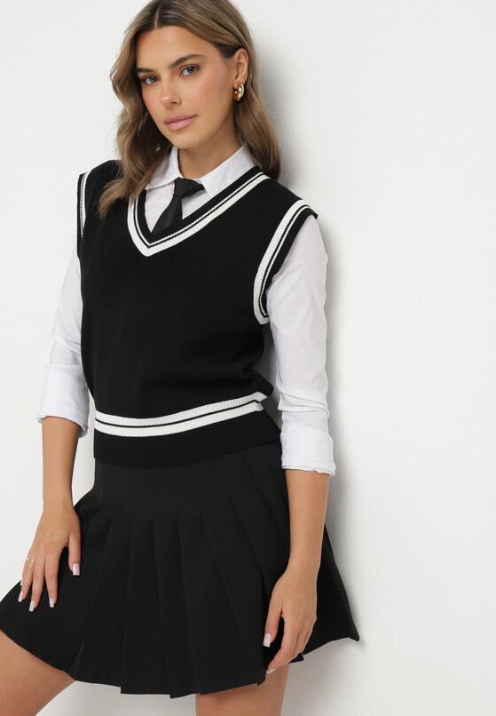 Czarne Wiskozowe Spódnico-Spodenki High Waist z Plisami Annelin 4