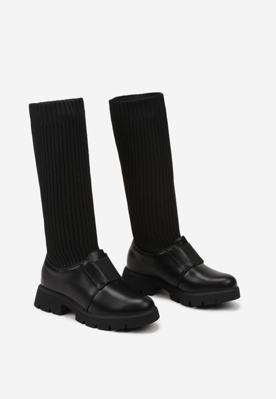 Czarne Eleganckie Kozaki ze Skarpetkową Cholewką Zeliri 2