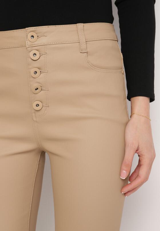 Ciemnobeżowe Modelujące Spodnie Skinny z Imitacji Skóry Natividade 5