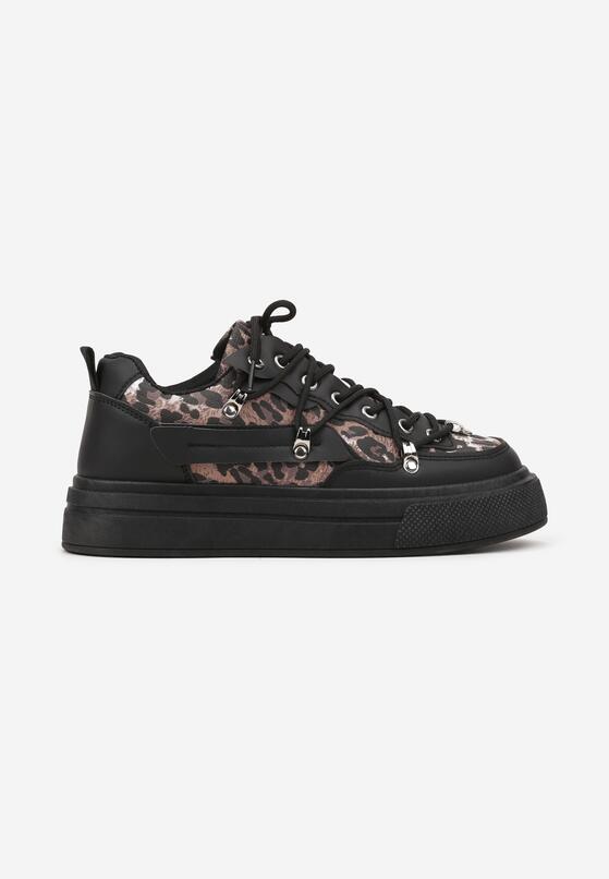 Czarne Sneakersy z Panterkowym Wzorem Calidi 4