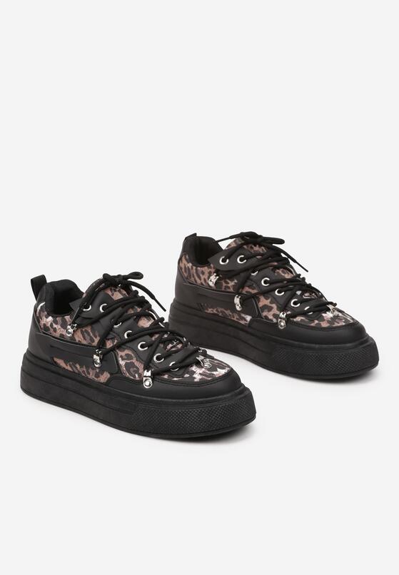 Czarne Sneakersy z Panterkowym Wzorem Calidi 5