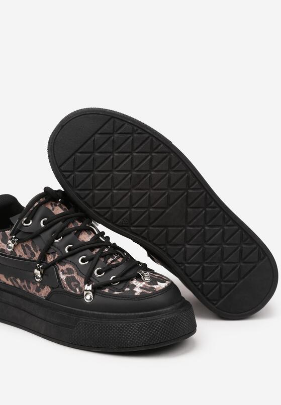 Czarne Sneakersy z Panterkowym Wzorem Calidi 6