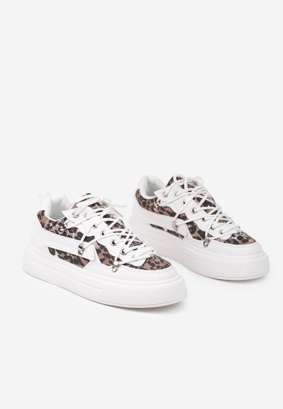 Białe Sneakersy z Panterkowym Wzorem Calidi 5
