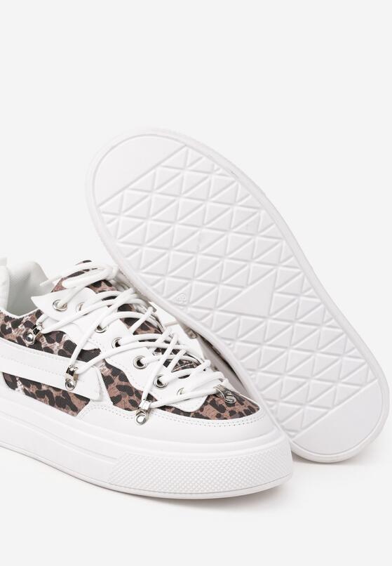 Białe Sneakersy z Panterkowym Wzorem Calidi 6