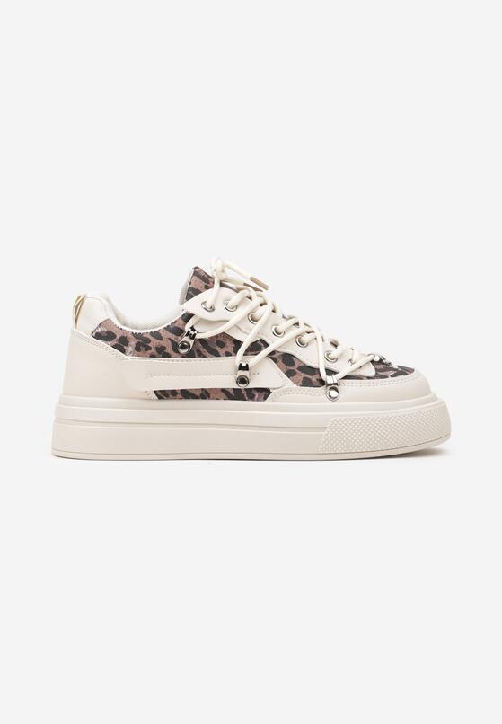 Beżowe Sneakersy z Panterkowym Wzorem Calidi 4