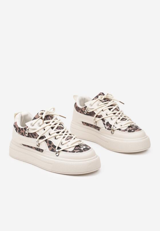 Beżowe Sneakersy z Panterkowym Wzorem Calidi 5