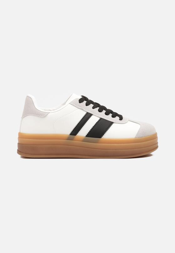 Biało-Czarne Płaskie Sneakersy Ozdobione Paskami Norili 4