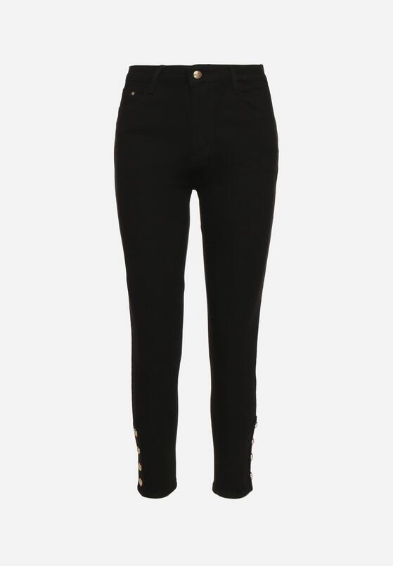 Czarne Jeansy Skinny z Efektem Push Up Ozdobione Guzikami Zolvila 6