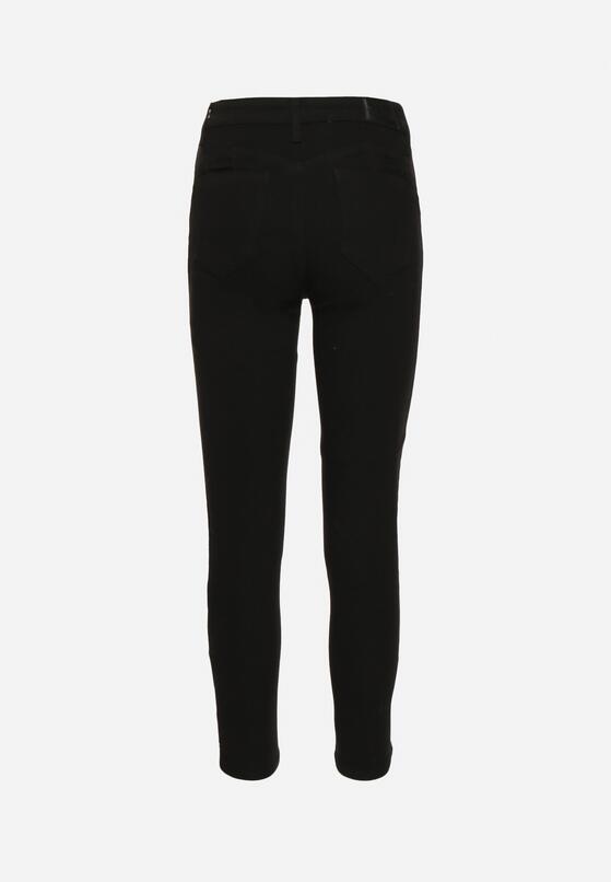 Czarne Jeansy Skinny z Efektem Push Up Ozdobione Guzikami Zolvila 7