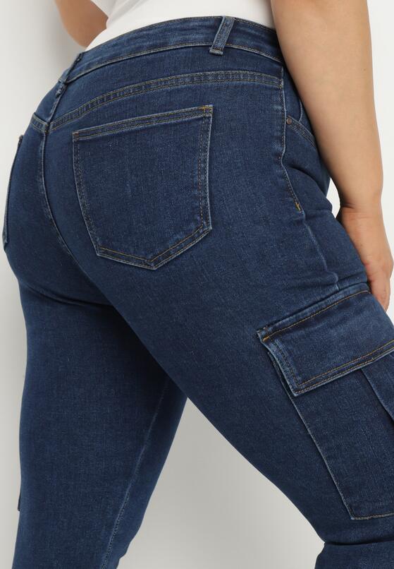 Granatowe Jeansy Cargo Regular Waist o Prostym Kroju Belvila 5