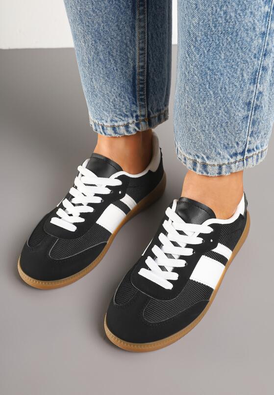 Czarne Sneakersy Tenisówki z Ozdobnymi Paskami Nelidi 3