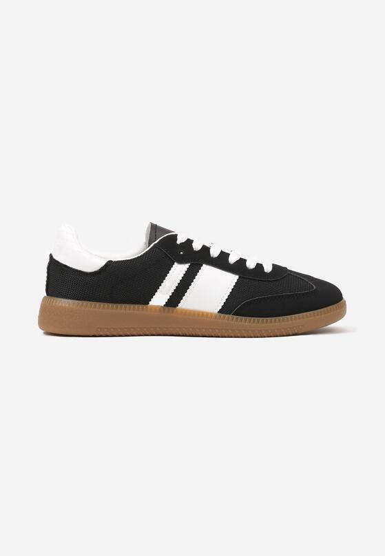 Czarne Sneakersy Tenisówki z Ozdobnymi Paskami Nelidi 4