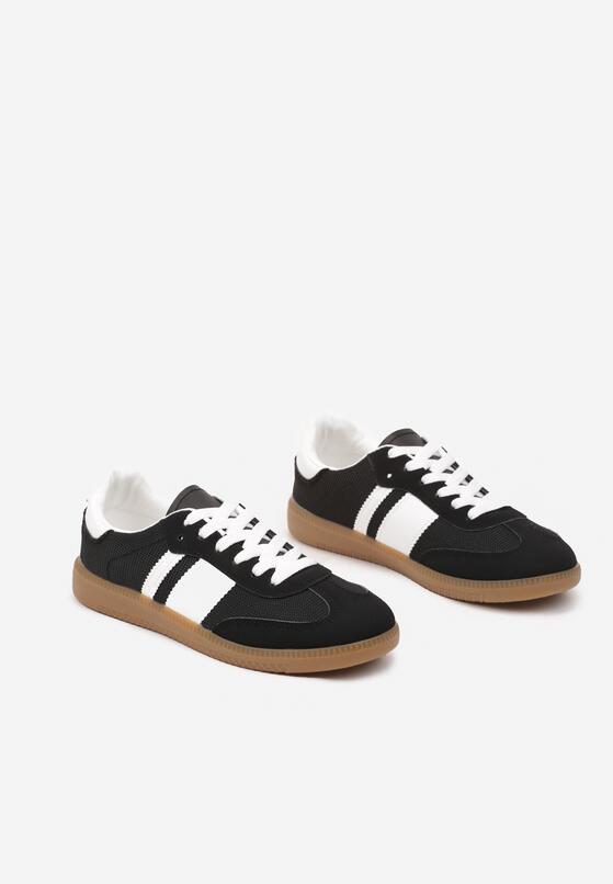 Czarne Sneakersy Tenisówki z Ozdobnymi Paskami Nelidi 5