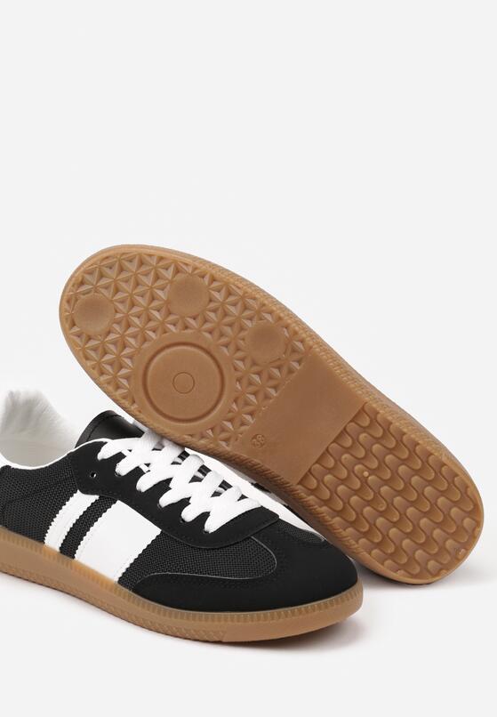 Czarne Sneakersy Tenisówki z Ozdobnymi Paskami Nelidi 6