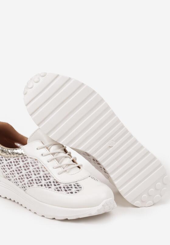 Białe Sneakersy na Piankowej Podeszwie z Ażurową Cholewką Rineora 6