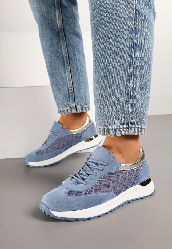 Niebieskie Sneakersy na Piankowej Podeszwie z Ażurową Cholewką Rineora 1