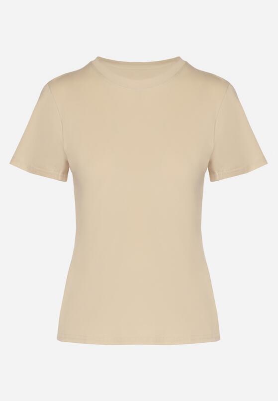 Beżowy Klasyczny T-shirt z Bawełny Lorali 6