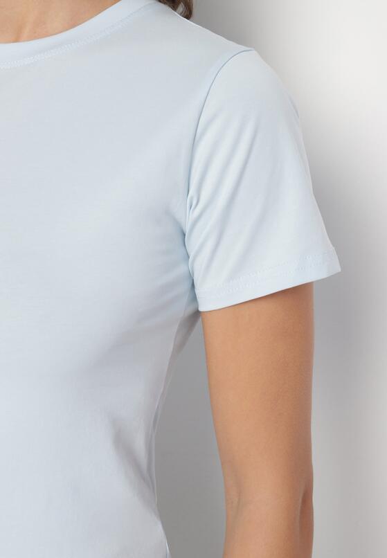 Jasnoniebieski Klasyczny T-shirt z Bawełny Lorali 5
