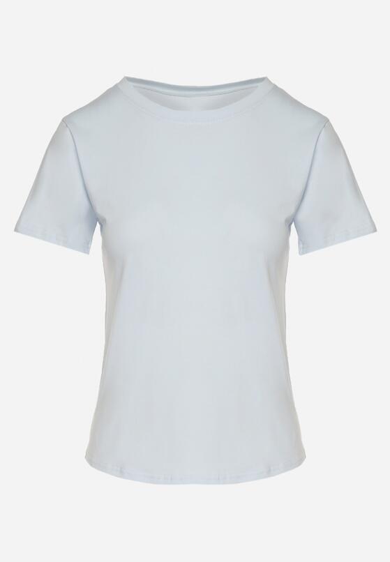 Jasnoniebieski Klasyczny T-shirt z Bawełny Lorali 6