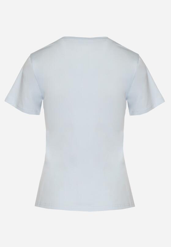 Jasnoniebieski Klasyczny T-shirt z Bawełny Lorali 7