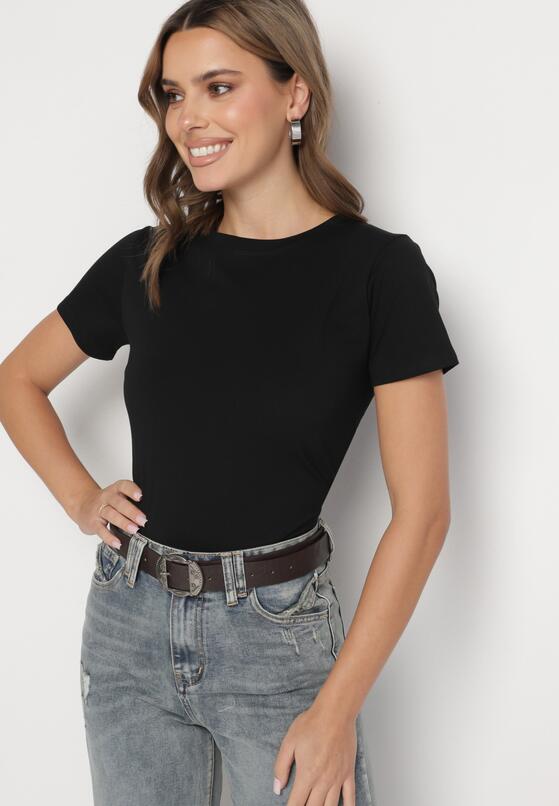 Czarny Klasyczny T-shirt z Bawełny Lorali 4
