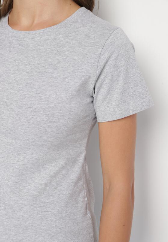 Szary Klasyczny T-shirt z Bawełny Lorali 5