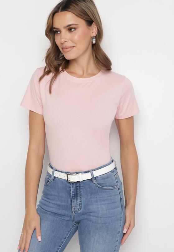 Różowy Klasyczny T-shirt z Bawełny Lorali 2