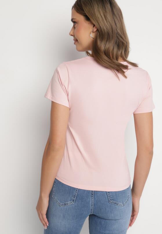 Różowy Klasyczny T-shirt z Bawełny Lorali 3