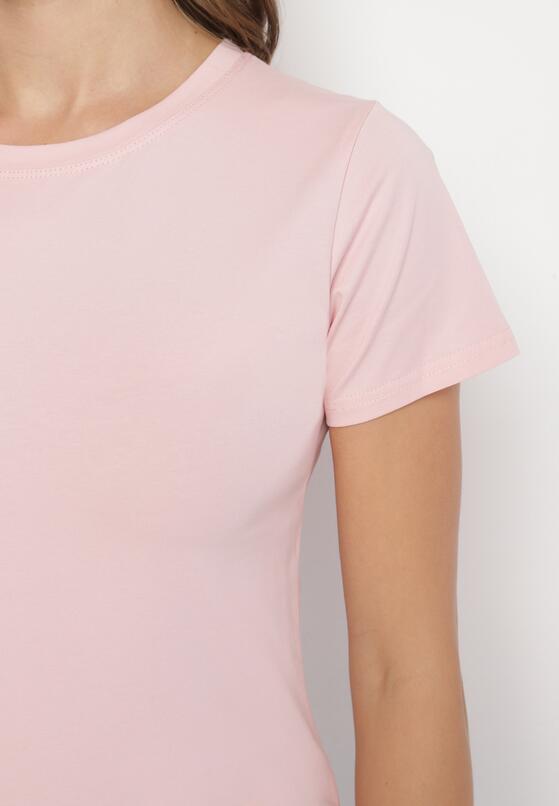 Różowy Klasyczny T-shirt z Bawełny Lorali 5