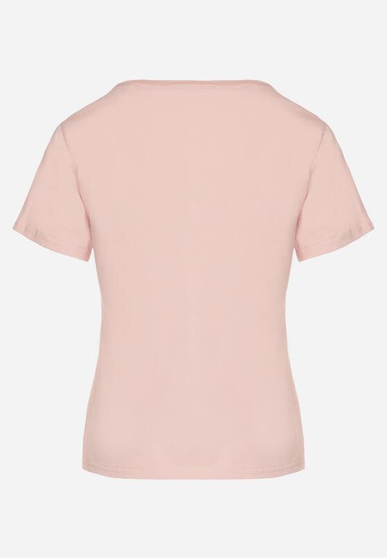 Różowy Klasyczny T-shirt z Bawełny Lorali 7