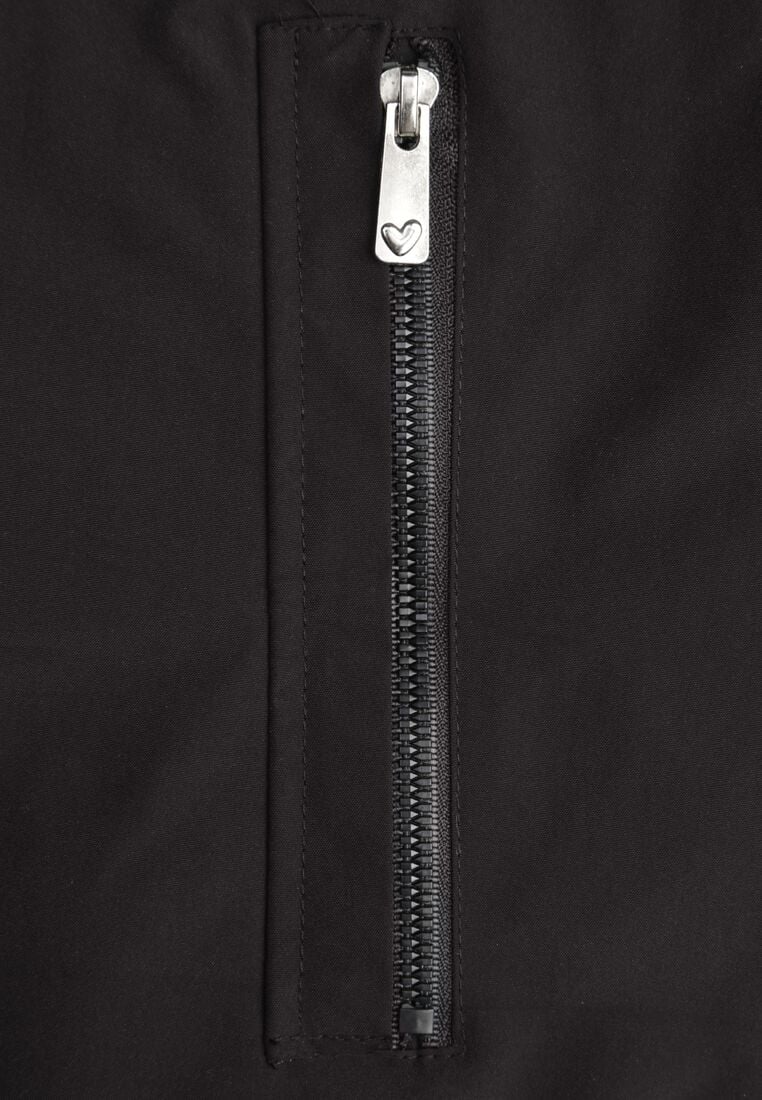 Czarna Kurtka Wiatrówka o Kroju Parki z Odpinanym Kapturem Nalinora 8