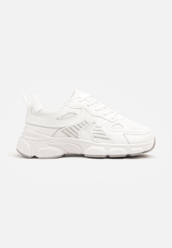 Białe Sneakersy na Grubej Podeszwie z Tłoczeniami Fellira 4