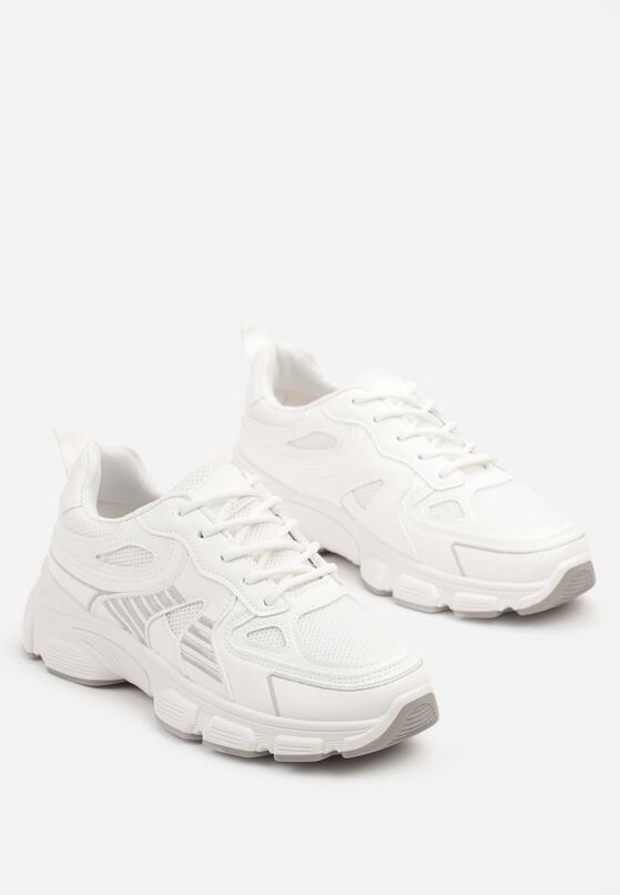 Białe Sneakersy na Grubej Podeszwie z Tłoczeniami Fellira 5