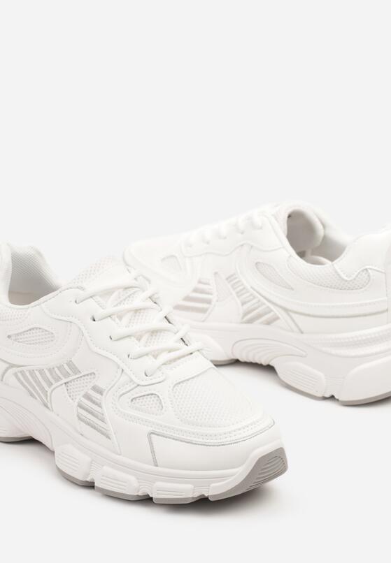 Białe Sneakersy na Grubej Podeszwie z Tłoczeniami Fellira 6