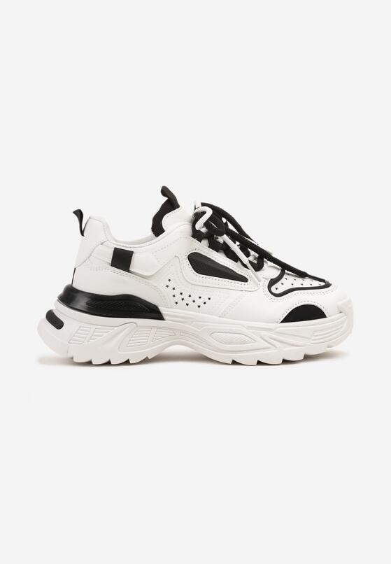 Biało-Czarne Sneakersy na Grubej Podeszwie z Tłoczeniami Lilasea 4