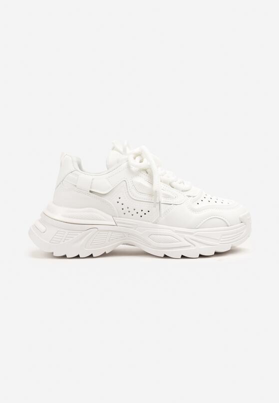 Białe Sneakersy na Grubej Podeszwie z Tłoczeniami Lilasea 4